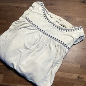 POL Embellished Tunic Top Beige Long Sleeve Relaxed‎ Fit Women L